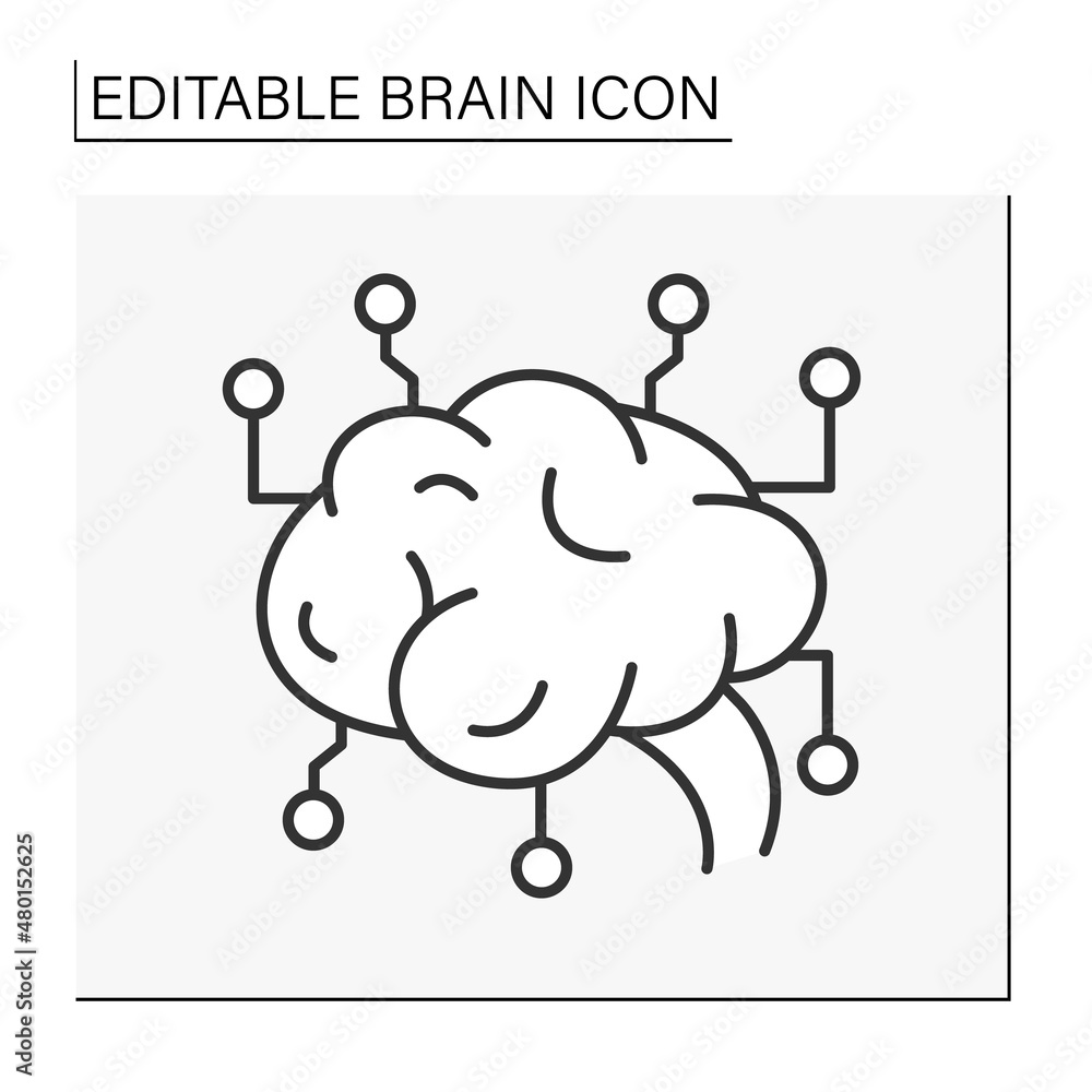 Poster brain line icon.neurology. brain researching.brainstorming concept. isolated vector illustration. ed