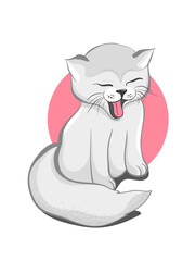 A cute cartoon smiling cat, character illustration