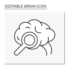  Brain line icon. Researching information. Search inspiration. Brainstorming concept. Isolated vector illustration. Editable stroke