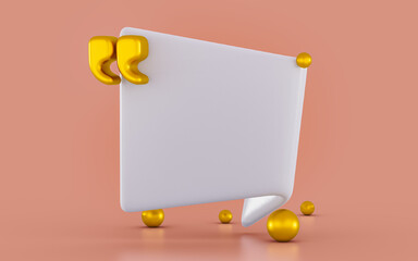3d render Quote frames blank templates gold realistic text info design box banner illustration