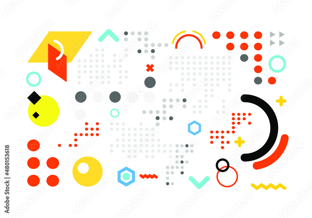 Fototapete abstract dot graphic background, dynamic geometric shapes compositions, flat and clean style, applic