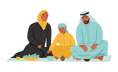 Arab Family Illustration