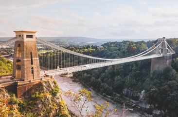 The icon Clifton Suspension Bridge, Bristol in Avon. 
