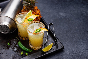 Margarita with pineapple and jalapeno