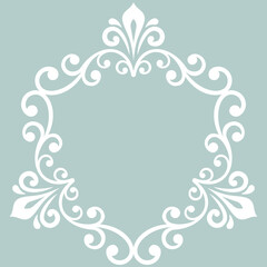 Elegant vintage round white ornament in classic style. Abstract traditional pattern with oriental elements. Classic vintage pattern