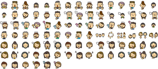 顔　人物　セット素材