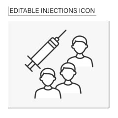 Obraz premium Syringe line icon. Mass vaccination. Group immunity.Injections concept. Isolated vector illustration. Editable stroke