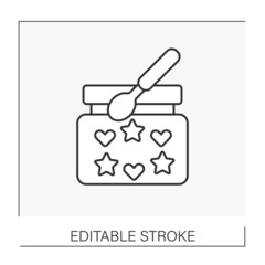  Food line icon. Baby food. Tasty fruit or vegetable puree. Baby concept. Isolated vector illustration. Editable stroke