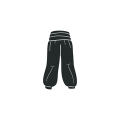 Yoga Pants Icon Silhouette Illustration. Jogging Sport Wear Vector Graphic Pictogram Symbol Clip Art. Doodle Sketch Black Sign.