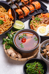 Asian food. Chinese, Japanese and Thai cuisine