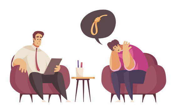 psychologist and patient in therapy session clip art preview
