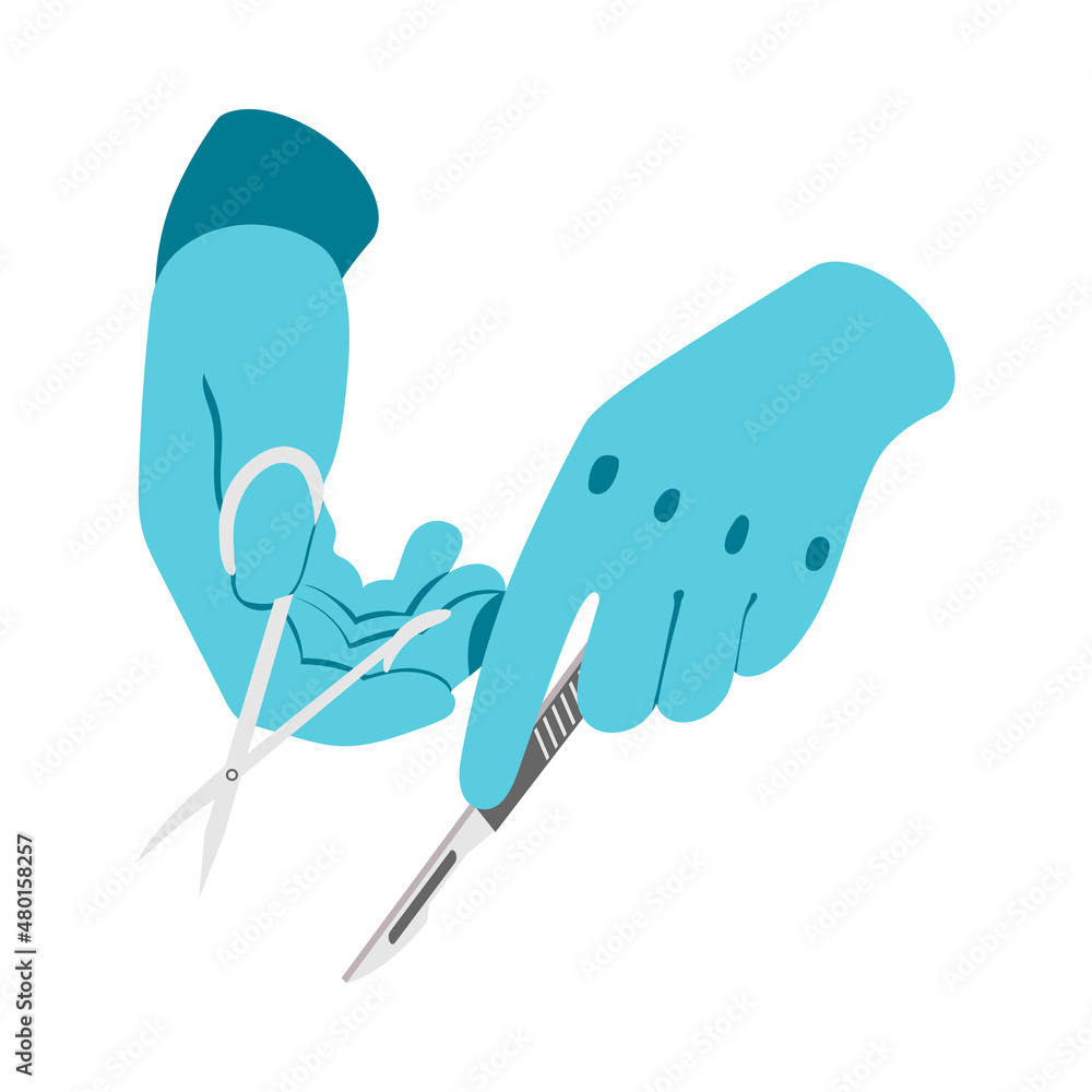 Sticker isometric surgeons hands