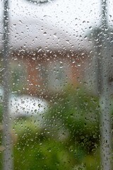 Texture of drops on glass of window