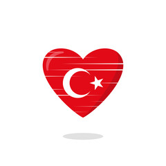 Turkey flag shaped love illustration