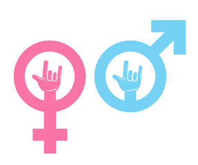 Deaf male and female hands symbol