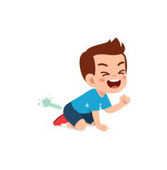 cute little boy can not hold fart and feel shame