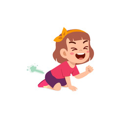 cute little girl can not hold fart and feel shame