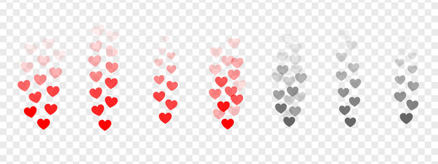 Flying hearts on a transparent background. flying huskies. Social networking concept. Vector illustration.
