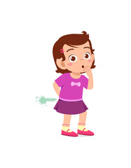 cute little girl can not hold fart and feel shame