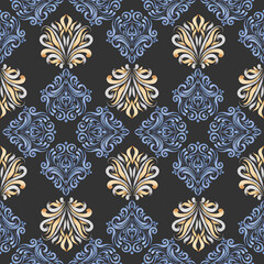 Victorian Ornate Tile Watercolor Seamless Pattern
