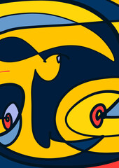 Artwork and hand drawn trendy contemporary abstract shapes.Brush stroke.