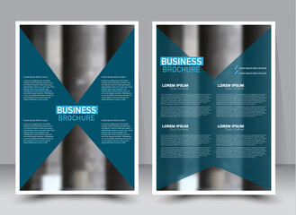 Flyer design template. Annual report cover.  Brochure background. For magazine front page, business, education, presentation. Vector illustration a4 size. Blue color.
