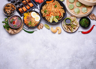 Obraz na płótnie Canvas Asian food. Chinese, Japanese and Thai cuisine