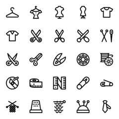 Outline icons for sewing.