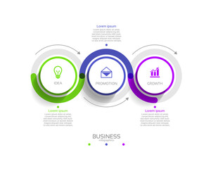 Business infographic template circle colorful with 3 step
