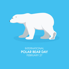International Polar Bear Day vector. Big polar bear icon vector isolated on a blue background. Polar Bear Day Poster, February 27. Important day
