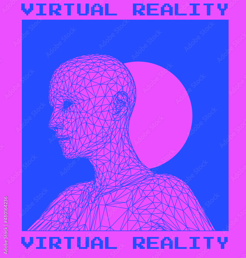 Aufkleber 3d wireframe of a human head. concept for artificial intelligence and neural networks themes.