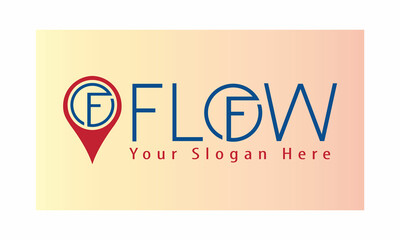 Location icon, logo, Flow vector typography vintage logo design