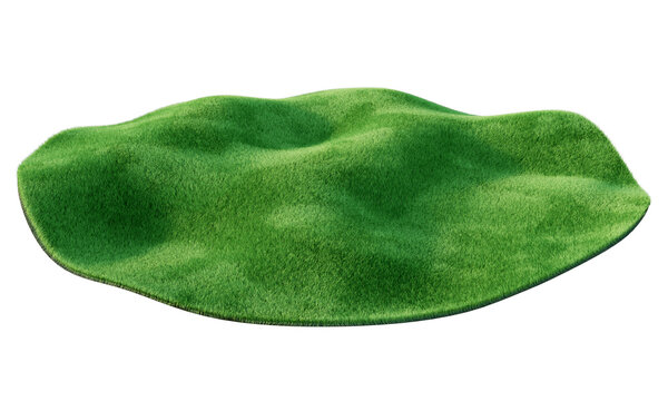 Green grass field isolated on white background. Summer landscape scene mockup. 3d illustration