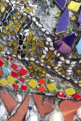 shells and colorful stone with red break design for Mixed Material interior