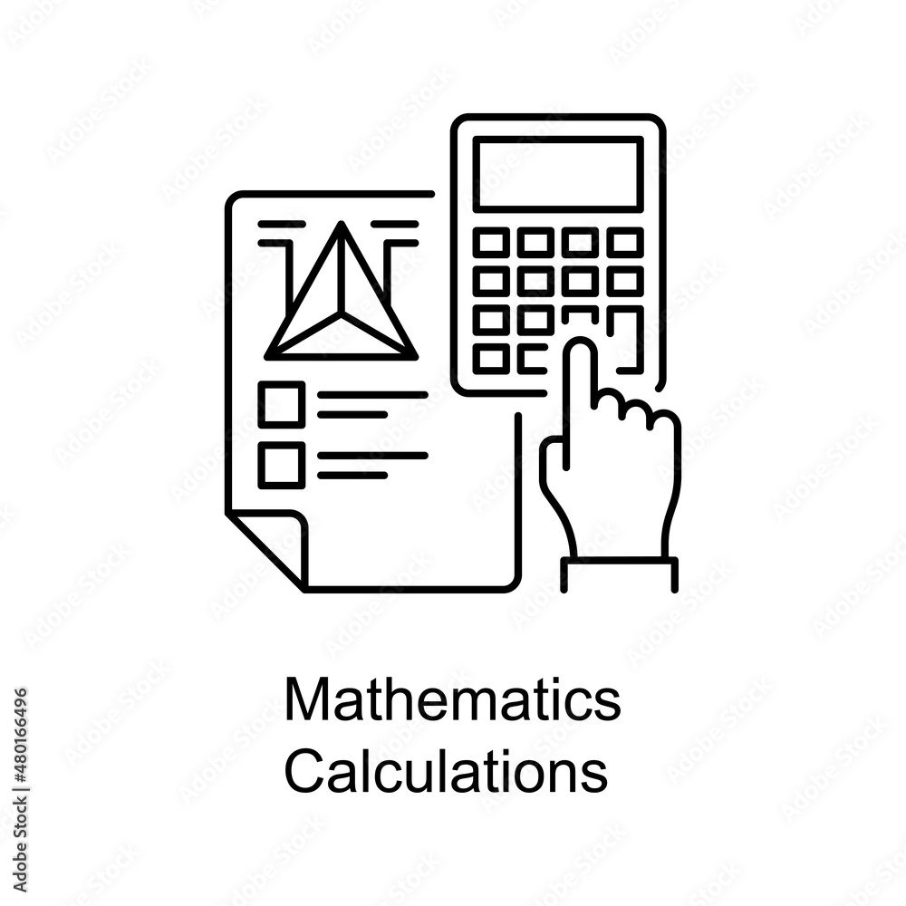 Poster mathematics calculations vector outline icon design illustration. educational technology symbol on w