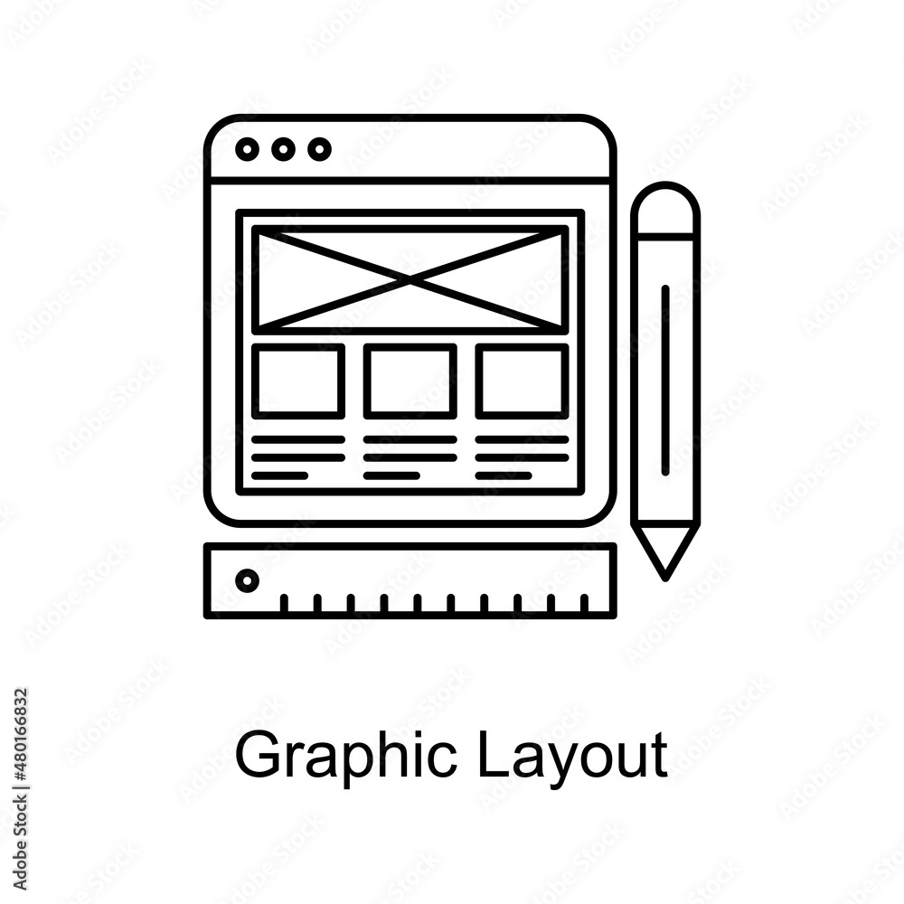 Poster graphic layout vector outline icon design illustration. educational technology symbol on white backg