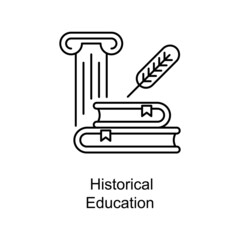 Historical Education vector Outline Icon Design illustration. Educational Technology Symbol on White background EPS 10 File