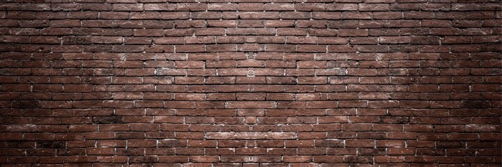Old vintage retro style red color bricks wall for abstract panorama brick background and texture.