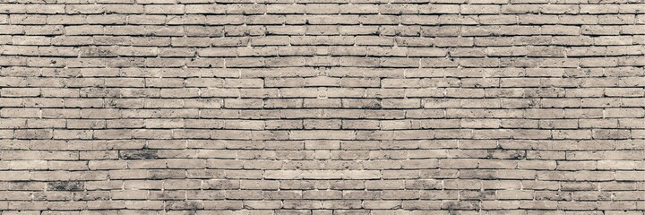 Old vintage retro style red color bricks wall for abstract panorama brick background and texture.	