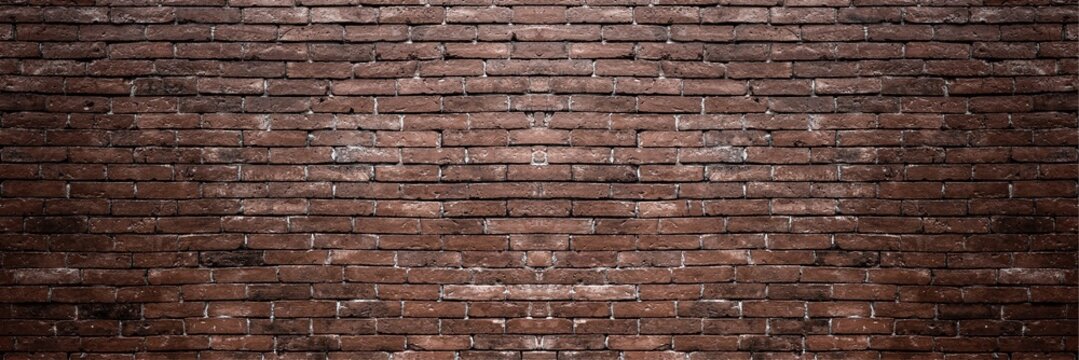Fototapeta Old vintage retro style red color bricks wall for abstract panorama brick background and texture.