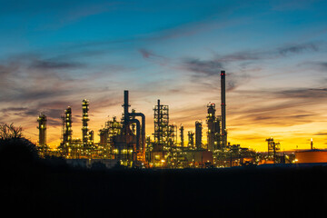 Fototapeta premium Oil​ refinery​ and​ plant of petrochemistry industry in oil​ and​ gas​ ​industry