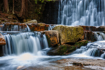 Beautiful scenery of the Wild Waterfall on the ?omnica river, Karpacz. Poland