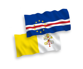 Flags of Republic of Cabo Verde and Vatican on a white background