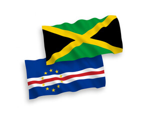 Flags of Republic of Cabo Verde and Jamaica on a white background