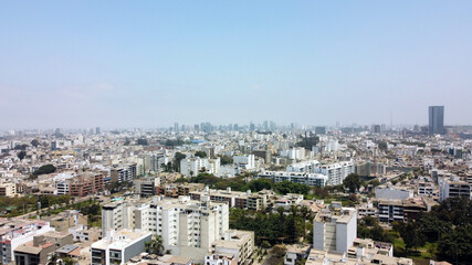 Fototapeta na wymiar Aerial view of urban area in Lima, Peru.
