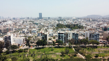 Aerial view of urban area in Lima, Peru.