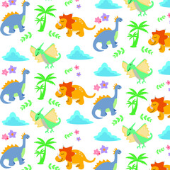 cute dinosaur vector seamless pattern wallpaper design