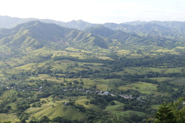 Dominican landscape. Mountains, hills, farmland, and plains. Dominican Republic.
