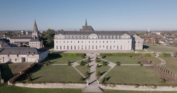 Aerial shot of the Abbey of Pontlevoy in France.