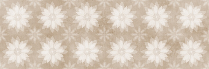 White flowers pattern with belge cement texture background